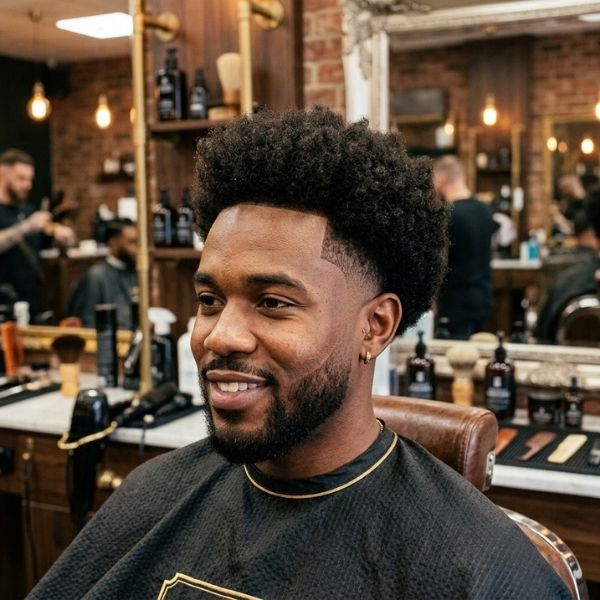 Black Male And Afro Blowout Low Taper Fade Curly Hair