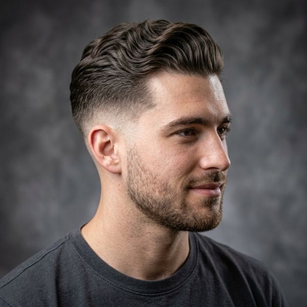 Brushed Back Wavy Crew Cut