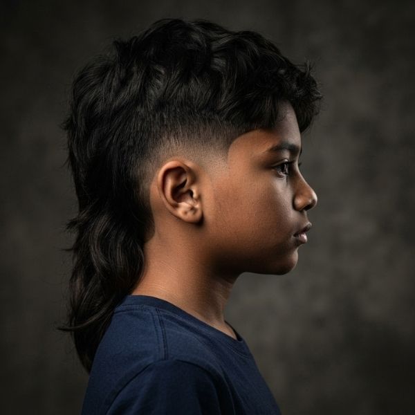 Burst Fade Boys Mullet Haircut