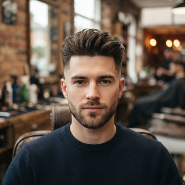 Burst Fade Design on Straight Hair