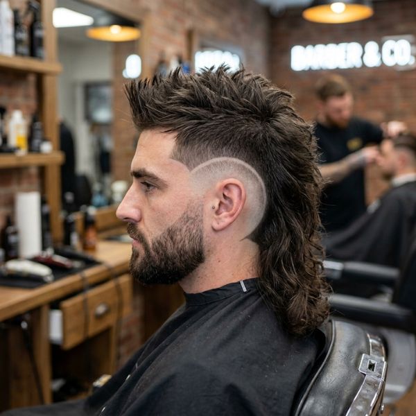 Burst Fade Mohawk Mullet