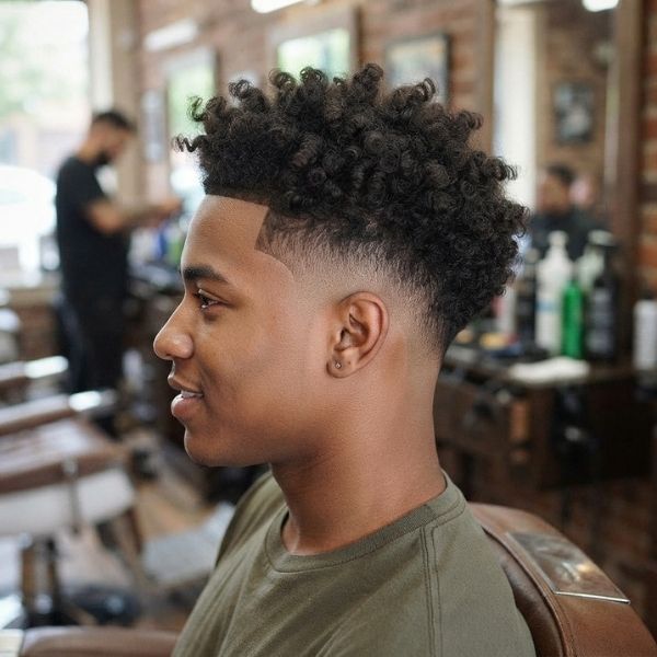 High Burst Fade for Curly Hair