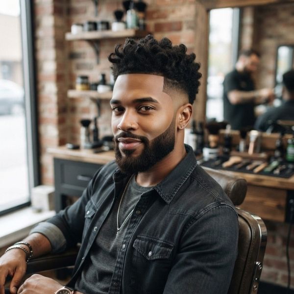 High Burst Fade with Beard