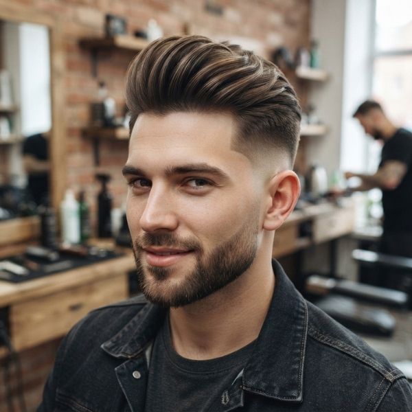 High Burst Fade Pompadour