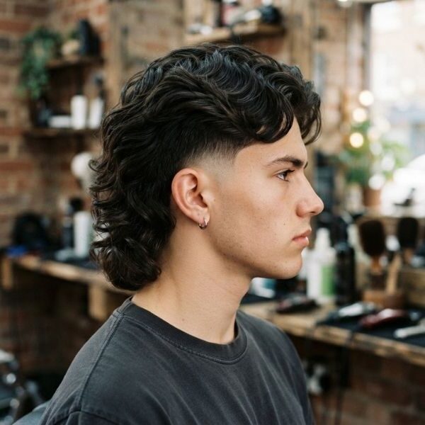 Burst Fade Wavy Mullet