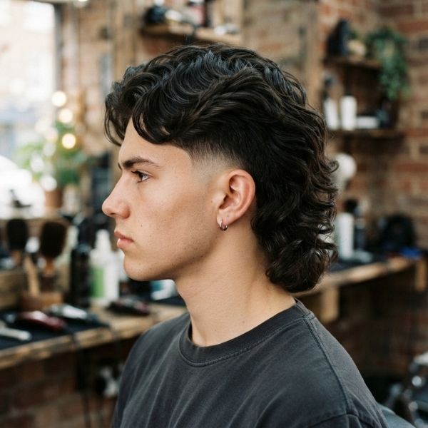 Burst Fade Wavy Mullet