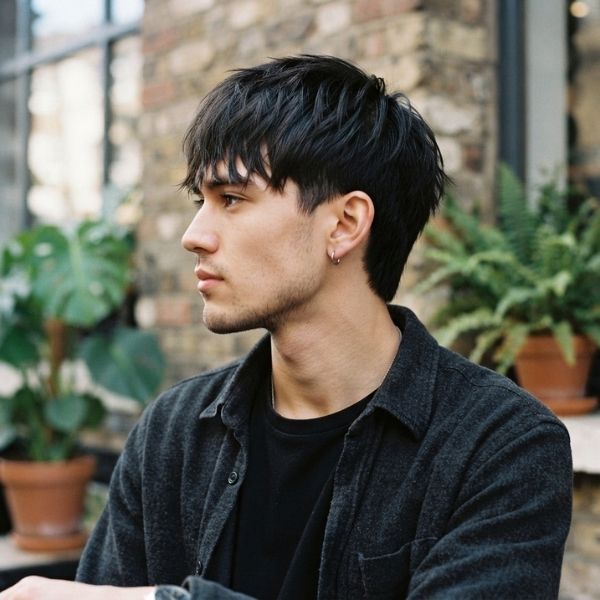 Short Wolf Cut Men Straight Hair