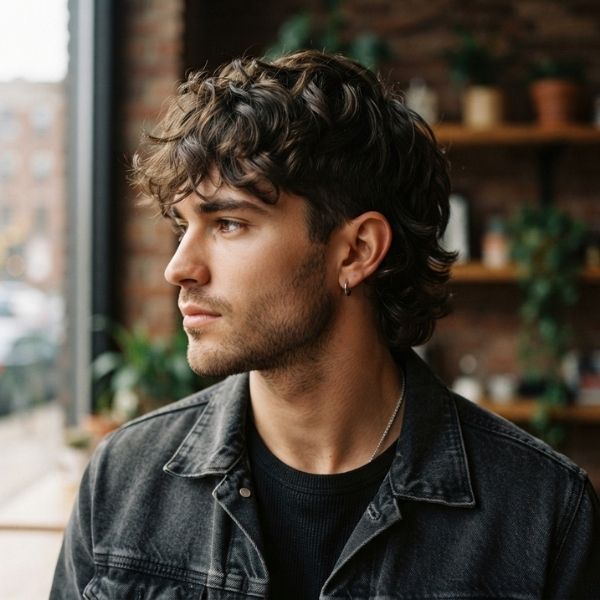 Short Wolf Cut Men Wavy Hair