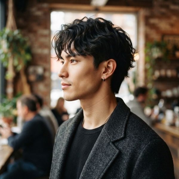 Short Wolf Cut Men Asian