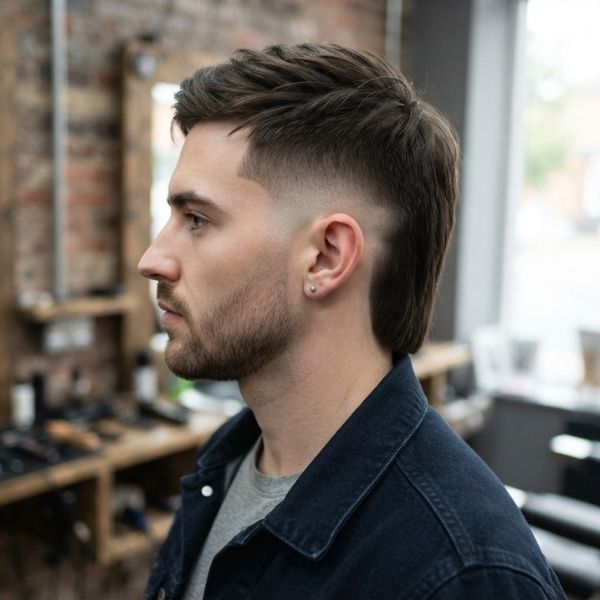 Straight Hair Mullet Fade