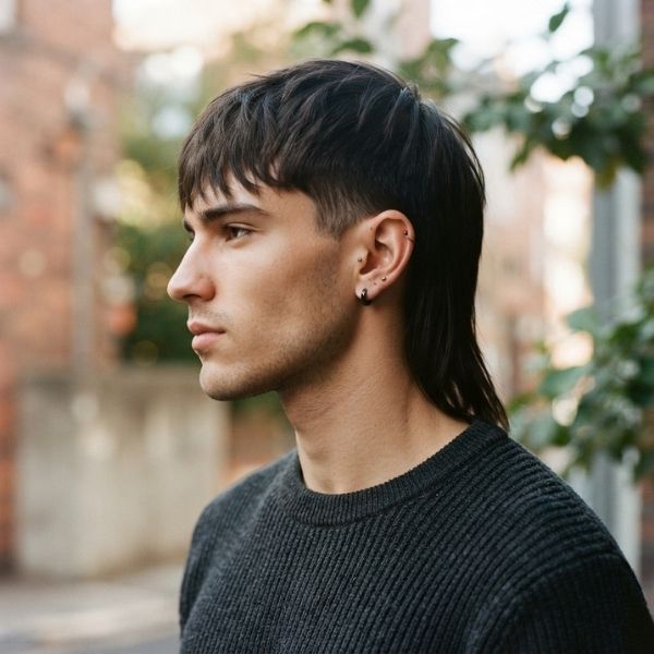 Straight Hair Mullet with Fringe or Bangs
