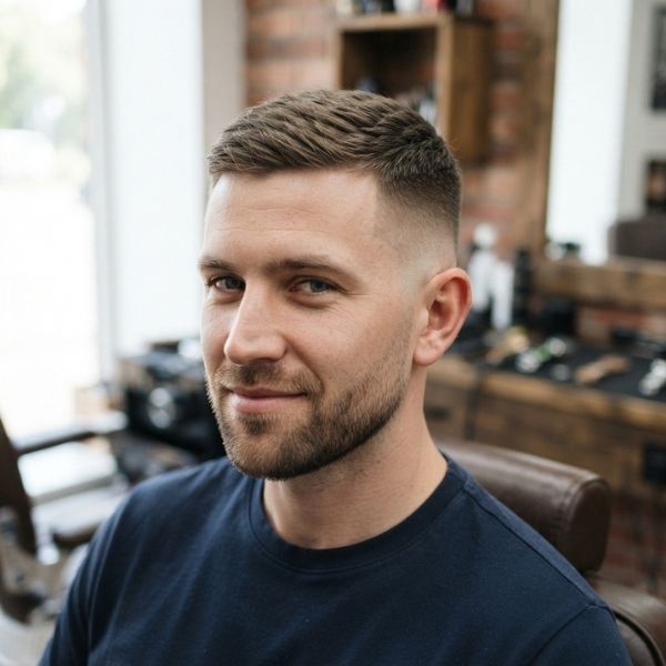 Straight Hair Low Fade Crew Cut
