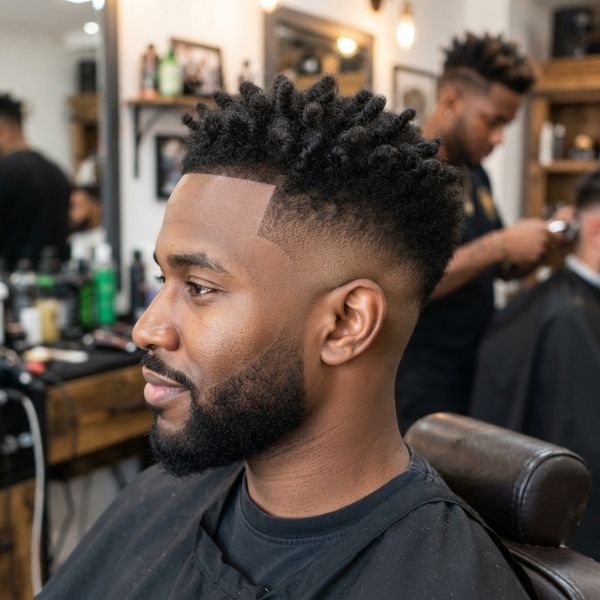 High Fade Haircut Men Black