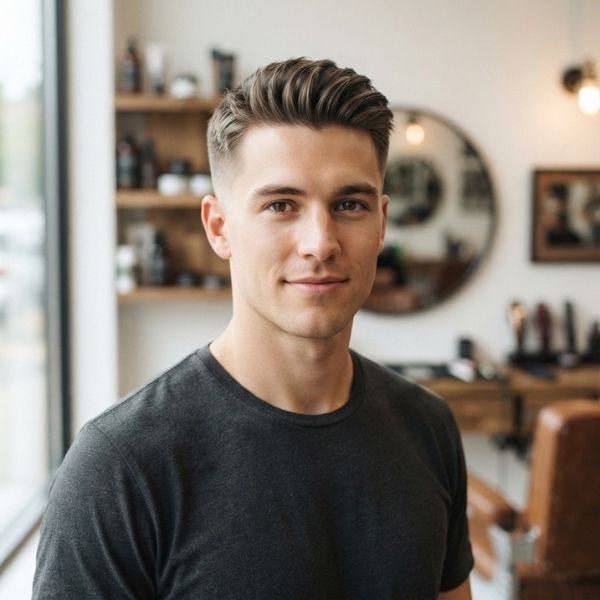 Long Crew Cut Hairstyle Men Without Beard