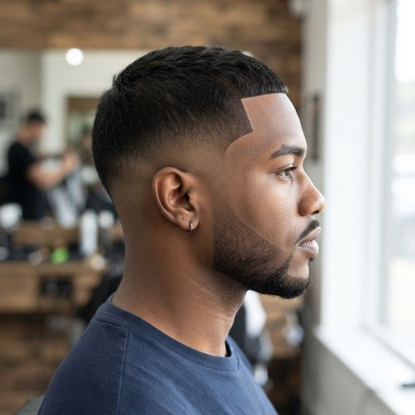 Mid Fade Crew Cut with Line Up