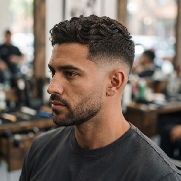 Wavy Mid Fade Crew Cut