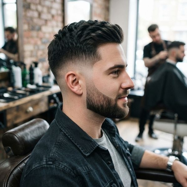 Mid Fade Crew Cut with Beard