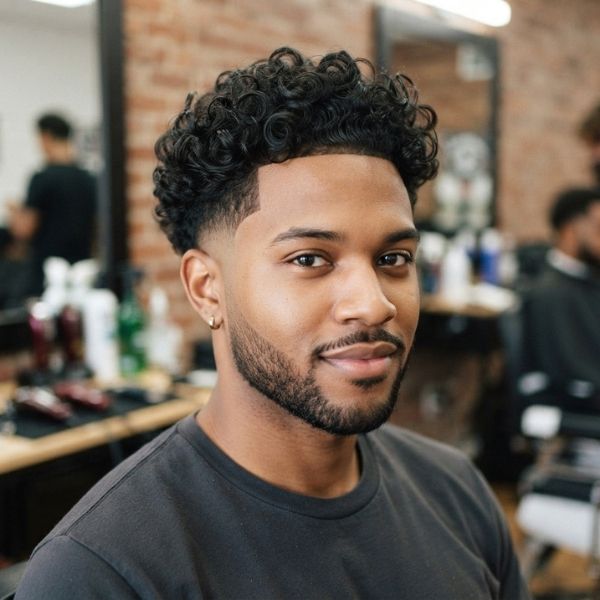 Short Curly Blowout Low Taper Fade Curly Hair