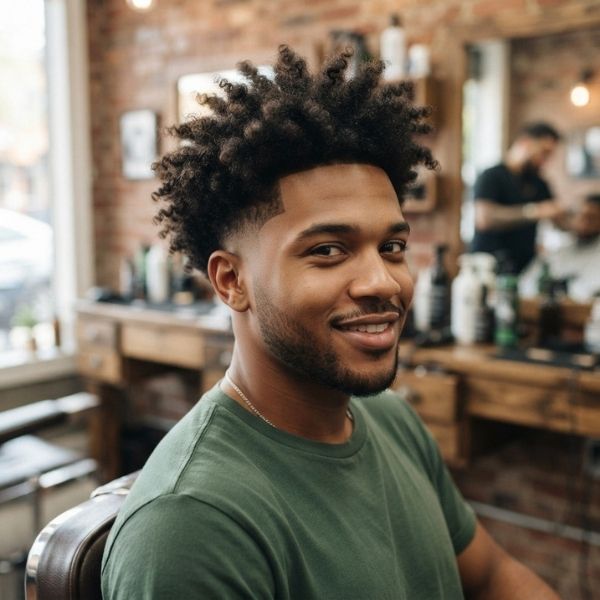 Black Male And Afro Blowout Low Taper Fade Curly Hair