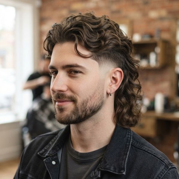 Wavy Hair Mullet Fade