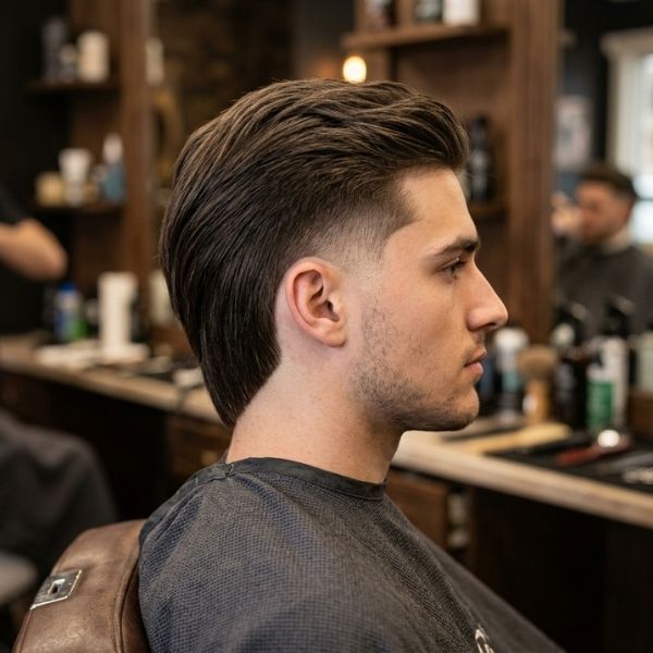 Burst Fade Mullet Straight Hair V Cut