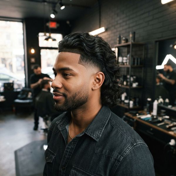 Burst Fade Wavy Mullet