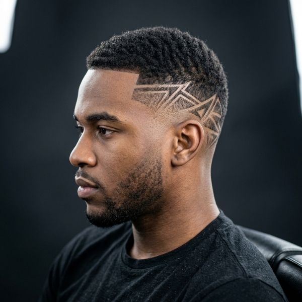 Cropped Crew Cut with Shaved Line Design