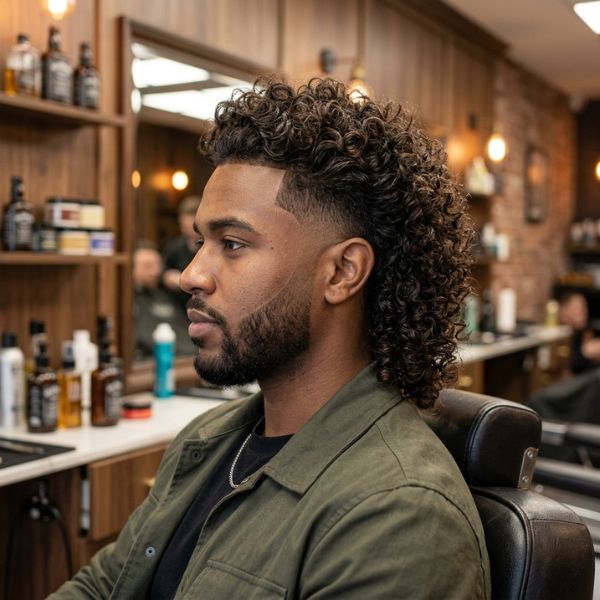 Curly Mullet Fade