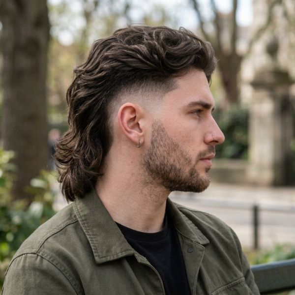 High Burst Fade Mullet