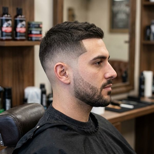 Low Fade Crew Cut with Line Up
