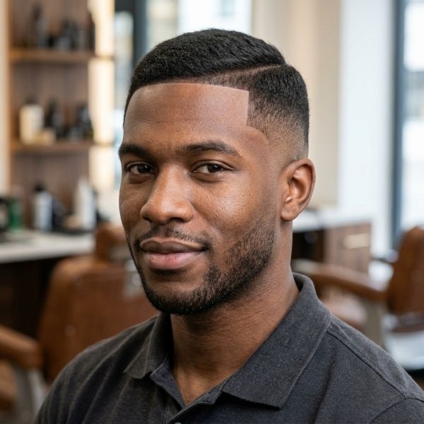 Low Fade Crew Cut with Line Up