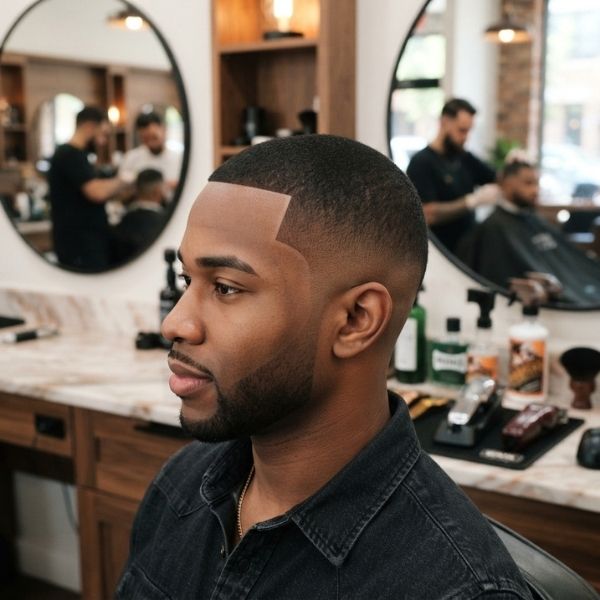 Low Taper Fade Buzz Cut with Line-Up