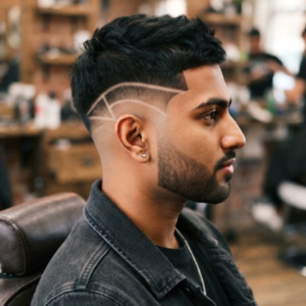 Mid Fade Crew Cut with Line Up