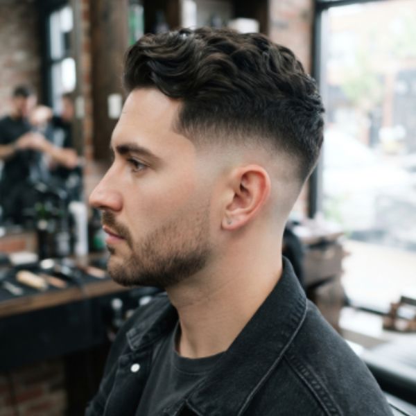 Wavy Mid Fade Crew Cut
