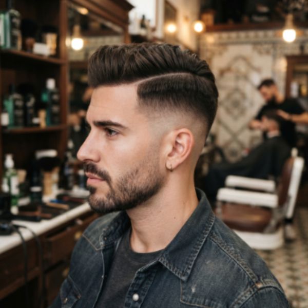 High Burst Fade Comb Over