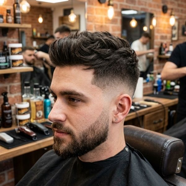Medium High Fade with Texture