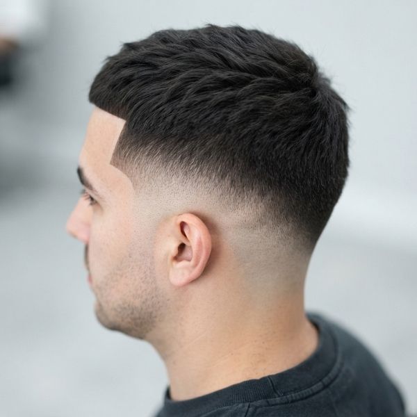 Mid Fade Crew Cut with Line Up