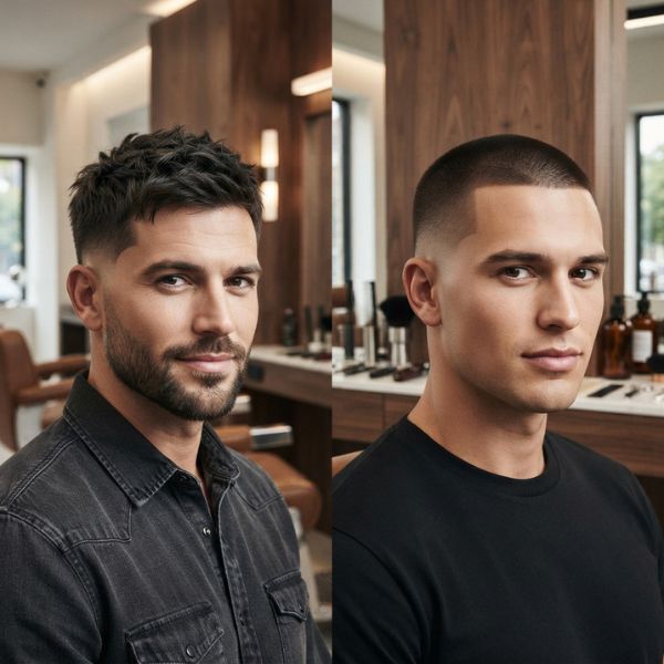 Mid burst fade short hair and mid burst fade buzz cut