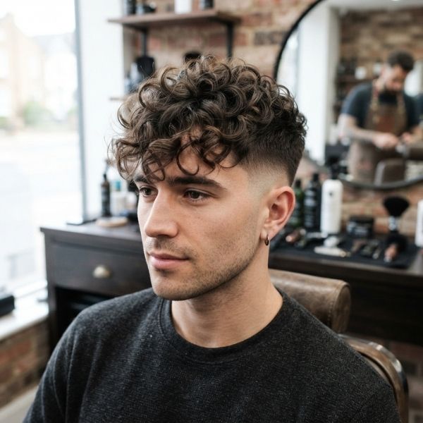 Short Sides Medium Messy Men Curly Hairstyles