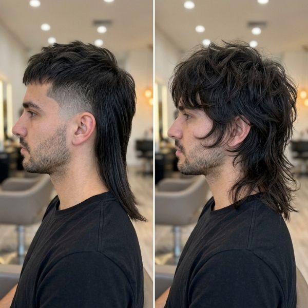 Straight Hair Mullet vs. Wolf Cut