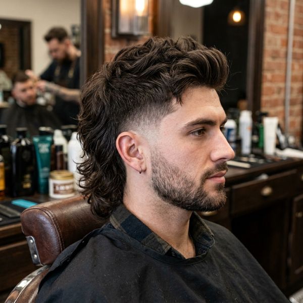 Taper Burst Fade Mullet