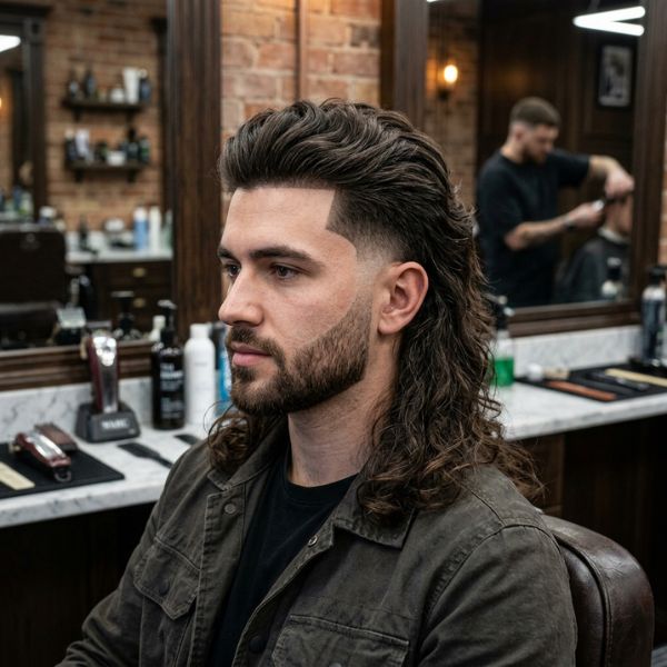 Temple Fade Mullet