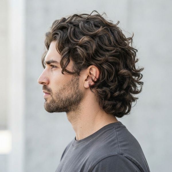 Thick Wavy Medium Messy Men's Curly Hairstyles