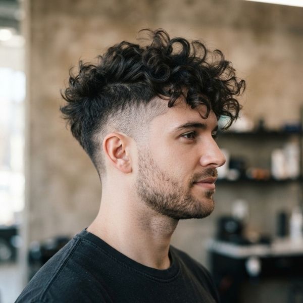 Undercut Medium Messy Men Curly Hairstyles