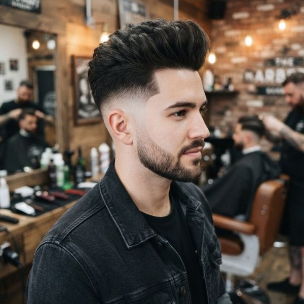 Burst Fade Design on Straight Hair