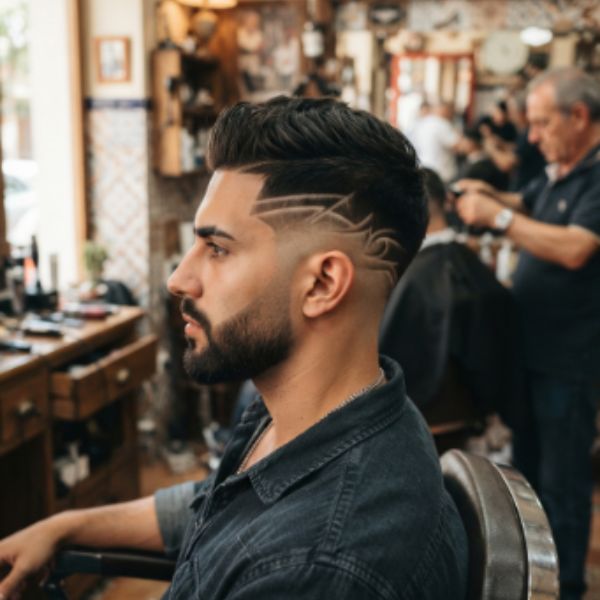 High Burst Fade with Hair Design