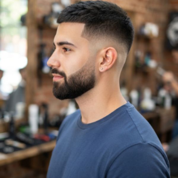 Low Fade Crew Cut with Beard