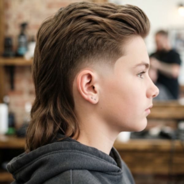 Burst Fade Boys Mullet Haircut