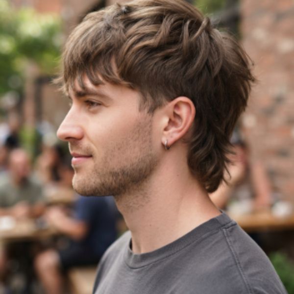 Short Wolf Cut Men Straight Hair