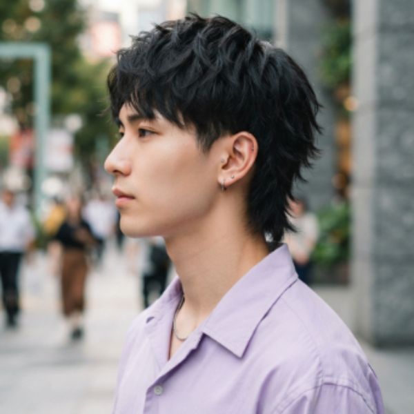 Short Wolf Cut Men Asian